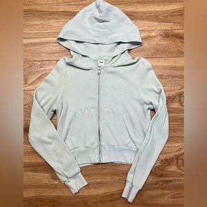 aritzia waffle cropped zip up